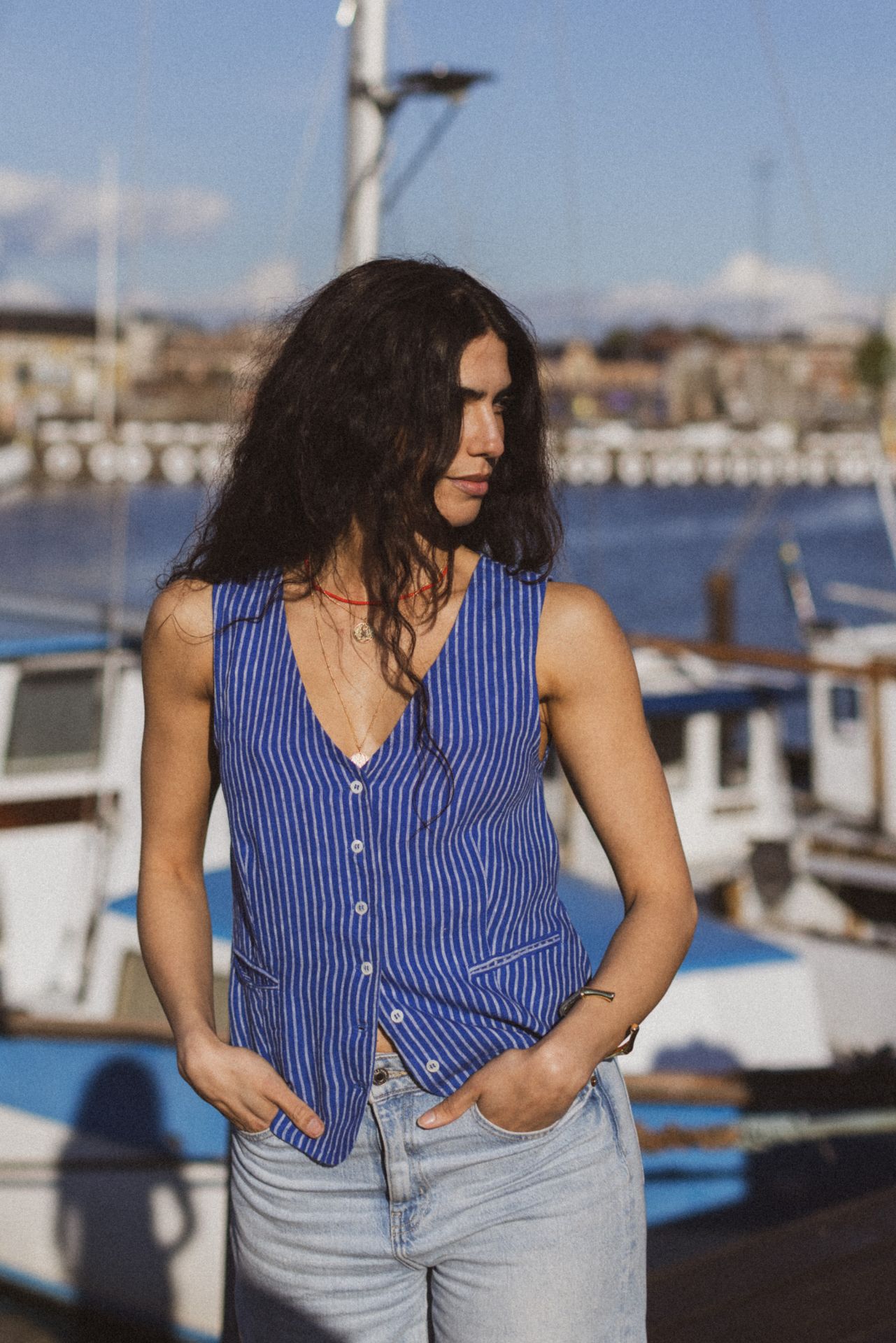 Marina Väst Navy Striped