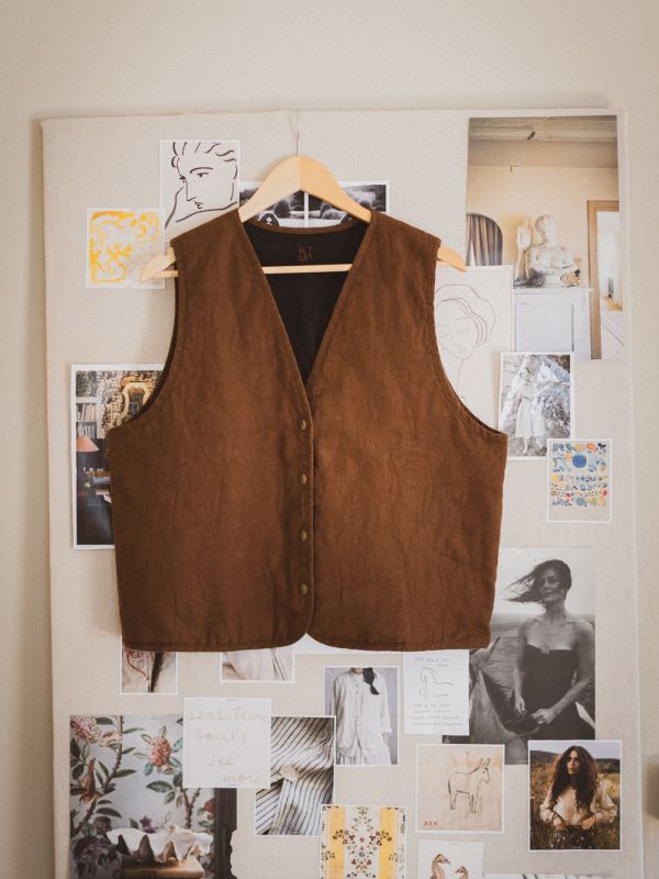 Vera Quilted Vest ~ Brown & Black